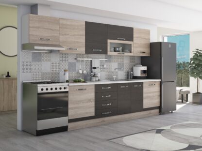 Bucatarie Alfa 320, wenge/sonoma, blat termic alb, corp hota - imagine 2