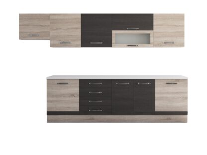 Bucatarie Alfa 320, wenge/sonoma, blat termic alb, corp hota - imagine 5