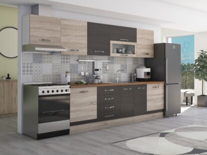 Bucatarie Alfa 320, wenge/sonoma, blat termic nuc, corp hota - imagine 2