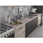 Bucatarie Alfa 320, wenge/sonoma, blat termic travertin, corp hota - imagine 3