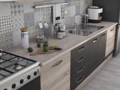 Bucatarie Alfa 320, wenge/sonoma, blat termic travertin, corp hota - imagine 3