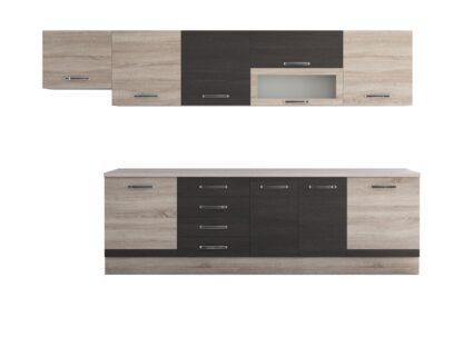 Bucatarie Alfa 320, wenge/sonoma, blat termic travertin, corp hota - imagine 5
