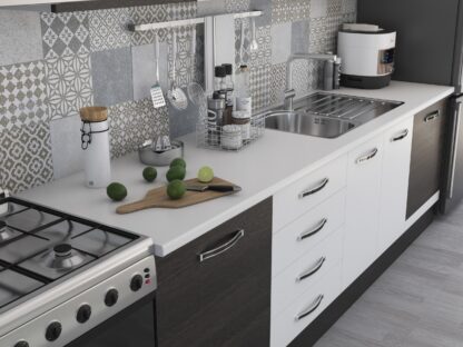 Bucatarie Alfa 320, alb/wenge, blat termic alb, corp hota - imagine 3