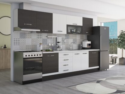 Bucatarie Alfa 320, alb/wenge, blat termic alb, corp hota - imagine 2