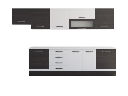 Bucatarie Alfa 320, alb/wenge, blat termic alb, corp hota - imagine 5