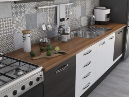 Bucatarie Alfa 320, alb/wenge, blat termic nuc, corp hota - imagine 3