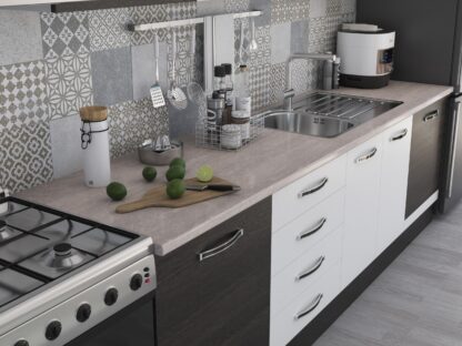 Bucatarie Alfa 320, alb/wenge, blat termic travertin, corp hota - imagine 3
