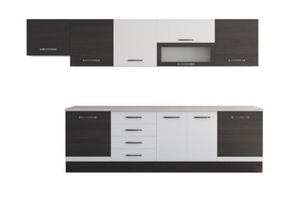Bucatarie Alfa 320, alb/wenge, blat termic travertin, corp hota - imagine 5