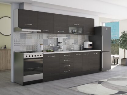 Bucatarie Alfa 320, wenge, blat termic alb, corp hota - imagine 2
