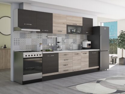 Bucatarie Alfa 320, sonoma/wenge, blat termic alb, corp hota - imagine 2