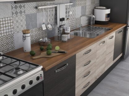 Bucatarie Alfa 320, sonoma/wenge, blat termic nuc, corp hota - imagine 3
