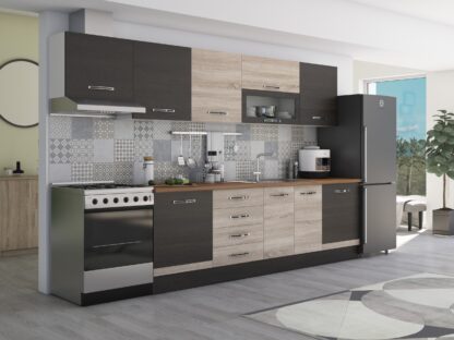 Bucatarie Alfa 320, sonoma/wenge, blat termic nuc, corp hota - imagine 2
