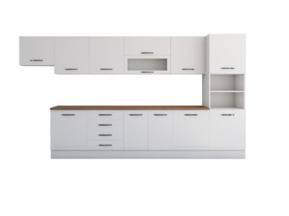 Bucatarie Alfa 380, alb, blat termic nuc, corp hota, soldat - imagine 7