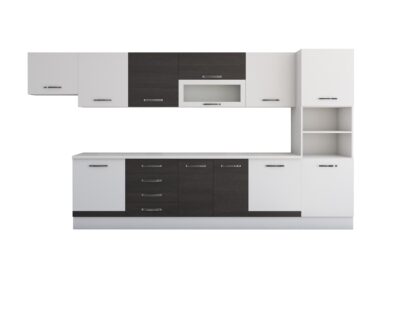 Bucatarie Alfa 380, wenge/alb, blat termic alb, corp hota, soldat - imagine 7