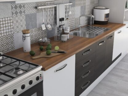 Bucatarie Alfa 380, wenge/alb, blat termic nuc, corp hota, soldat - imagine 5