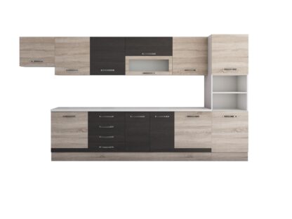 Bucatarie Alfa 380, wenge/sonoma, blat termic alb, corp hota, soldat - imagine 7