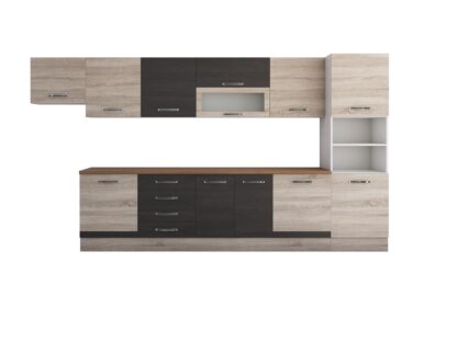 Bucatarie Alfa 380, wenge/sonoma, blat termic nuc, corp hota, soldat - imagine 7