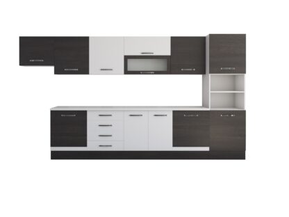 Bucatarie Alfa 380, alb/wenge, blat termic alb, corp hota, soldat - imagine 7