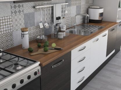 Bucatarie Alfa 380, alb/wenge, blat termic nuc, corp hota, soldat - imagine 5