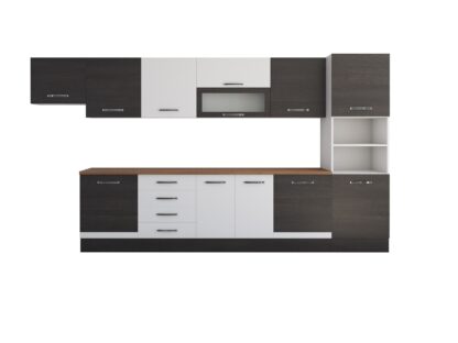 Bucatarie Alfa 380, alb/wenge, blat termic nuc, corp hota, soldat - imagine 7