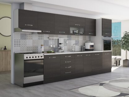 Bucatarie Alfa 380, wenge, blat termic alb, corp hota, soldat - imagine 4