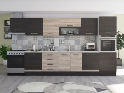 Bucatarie Alfa 380, sonoma/wenge, blat termic alb, corp hota, soldat - imagine 2