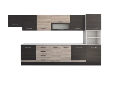 Bucatarie Alfa 380, sonoma/wenge, blat termic alb, corp hota, soldat - imagine 7
