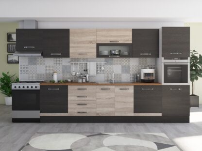 Bucatarie Alfa 380, sonoma/wenge, blat termic nuc, corp hota, soldat - imagine 2
