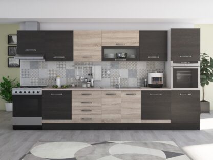 Bucatarie Alfa 380, sonoma/wenge, blat termic travertin, corp hota, soldat - imagine 2