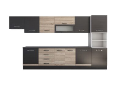 Bucatarie Alfa 380 cm, wenge/sonoma, blat termic wenge, corp hota, soldat - imagine 4
