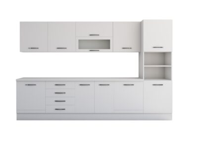 Bucatarie Alfa 320, alb, blat termic alb, corp pentru cuptor incorporabil - imagine 7