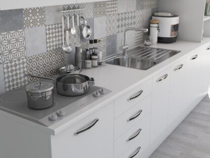 Bucatarie Alfa 320, alb, blat termic alb, corp pentru cuptor incorporabil - imagine 5