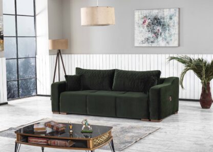 Canapea Prada, verde, 238x100x90 cm, extensibila cu 3 locuri