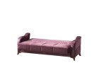 Canapea extensibila Smart cu 2 locuri, culoare roz, material stofa - imagine 3