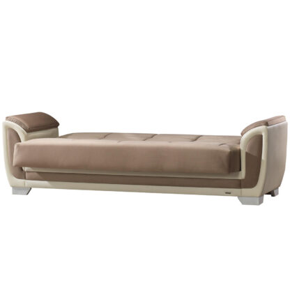 Canapea Sophia cu 3 locuri, 238x85x93 cm, culoare crem/maro (Neon 83), material stofa + piele ecologica - imagine 2