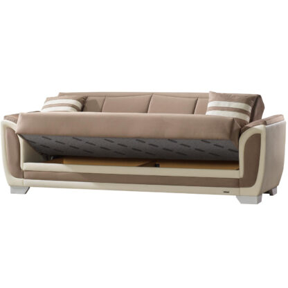 Canapea Sophia cu 3 locuri, 238x85x93 cm, culoare crem/maro (Neon 83), material stofa + piele ecologica - imagine 3