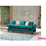 Canapea extensibila Bianca cu 2 locuri, 196x94x86 cm, culoare verde, material stofa - imagine 2