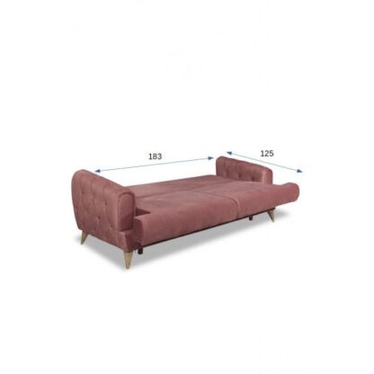 Set canapea extensibila cu 3 locuri si 2 fotolii Gloria, culoare roz/bej, material stofa - imagine 4