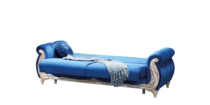 Set canapea extensibila cu 3 locuri si 2 fotolii Saray, culoare albastru, material stofa - imagine 5