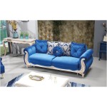 Canapea extensibila Saray cu 2 locuri, 192x94x96 cm, culoare albastru, material stofa