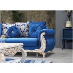 Canapea extensibila Saray cu 2 locuri, 192x94x96 cm, culoare albastru, material stofa - imagine 4