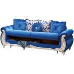 Canapea extensibila Saray cu 2 locuri, 192x94x96 cm, culoare albastru, material stofa - imagine 3