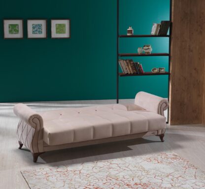 Canapea extensibila Vivaldi cu 2 locuri, 182x85x93 cm, culoare bej, material stofa - imagine 3