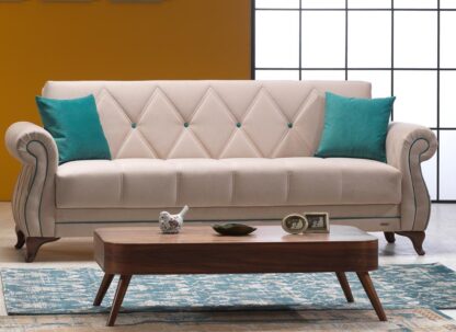 Canapea extensibila Vivaldi cu 2 locuri, 182x85x93 cm, culoare bej, material stofa