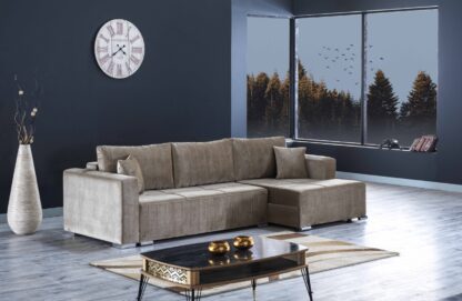 Coltar Relaxa, maro, 270x150x90 cm, extensibil cu lada