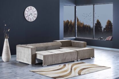 Coltar Relaxa, maro, 270x150x90 cm, extensibil cu lada - imagine 2
