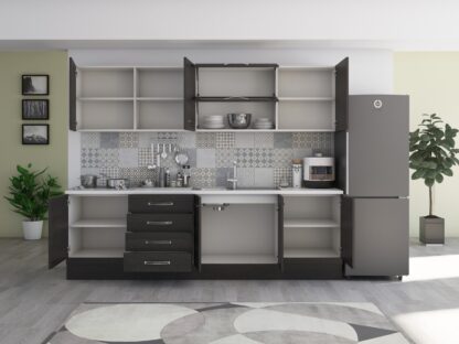 Bucatarie Alfa 260, cu vitrina, wenge, blat termic alb - imagine 5
