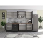 Bucatarie Alfa 260, cu vitrina, wenge, blat termic nuc - imagine 5