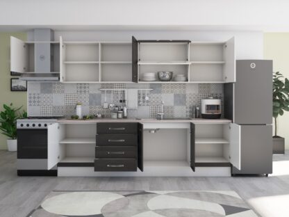 Bucatarie Alfa 320, wenge/alb, blat termic travertin, corp hota - imagine 4