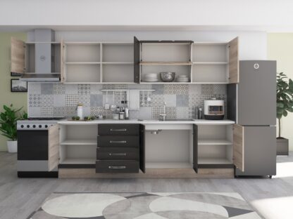 Bucatarie Alfa 320, wenge/sonoma, blat termic alb, corp hota - imagine 4